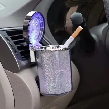 Scrumiera auto cu LED-uri lumina de țigară, trabuc scrumiera recipient scrumiera sticla de gaz fum ceașcă titularul de stocare cupa consumabile auto