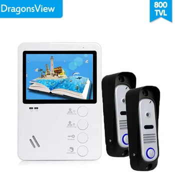 Dragonsview 4.3 inch Monitor Interior Video interfon Interfon Sistem de Alb, Tonuri de apel Vorbim de Deblocare