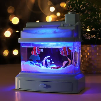 Roman și Amuzant Jucărie Electric Luminos Simulat Acvariu pentru Copii Happy Fish Tank Mini-Lume Subacvatică de Iluminat Moale Copil