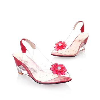 2022 Femei Vara Sandale Pantofi Transparente De Dimensiuni Mari Flori Dulce Femeie Femei Peep Toe Tocuri Încălțăminte De Femeie