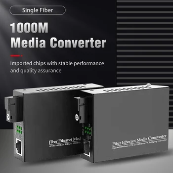 1 Pereche Gigabit Singură Fibră Media Convertor Fibra Optica Pentru Rj45 Singur Modul Unic de Fibra Optica Ethernet de Emisie-recepție 20km