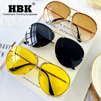HBK Moda Pilot Retro Oglindă ochelari de Soare pentru Femei Brand Designer Galben Ochelari de Soare Barbati de Conducere în aer liber Ochelari de Nuante pentru Bărbați