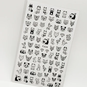 3D Nail Sticker Geometrice Animale Decoratiuni de Arta Unghiilor Slider Panda Câine Lup Design Adeziv Sfaturi Manichiura Autocolante