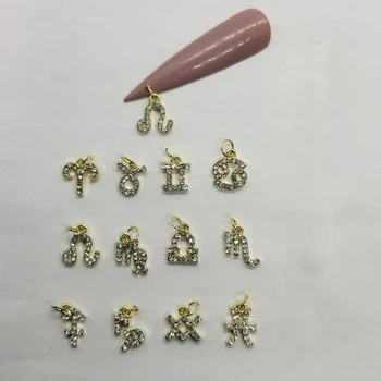 10buc Unghiilor Piercing Zodiac Pandantive Metalice 3d Nail Art Constelații Farmece cu Strasuri, unghii legăna bling decor