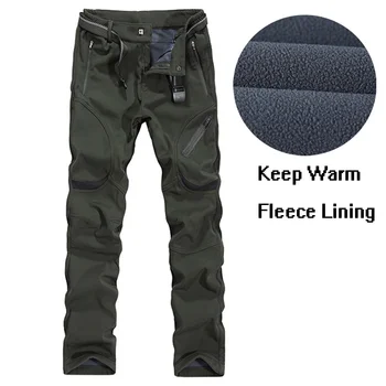 9XL Plus Dimensiune Mens Sport în aer liber Termice Pantaloni Fleece Gros de Iarna Cald Echitatie Drumeții, Vânătoare, Pescuit, Alpinism, Schi Pantaloni